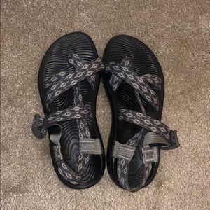 Black and Gray Chacos